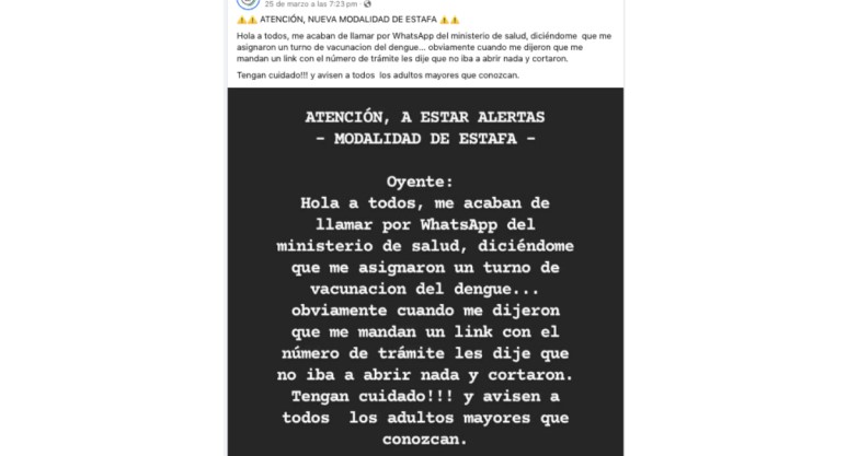 Photo of Estafas en WhatsApp sobre la vacunación contra el dengue: ¿cómo prevenirlas?
